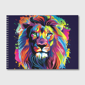 Альбом для рисования с принтом Красочный лев в Тюмени, 100% бумага
 | матовая бумага, плотность 200 мг. | краски | красочный лев | рисунок | узор