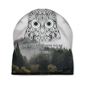 Шапка 3D с принтом Twin Peaks в Тюмени, 100% полиэстер | универсальный размер, печать по всей поверхности изделия | twin peaks твин пикс | девид линч | лес | лора палмер | сова | туман