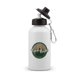 Бутылка спортивная с принтом Twin Peaks в Тюмени, металл | емкость — 500 мл, в комплекте две пластиковые крышки и карабин для крепления | twin peaks твин пикс | девид линч | лес | лора палмер | сова | туман