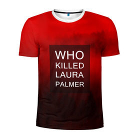 Мужская футболка 3D спортивная с принтом Twin Peaks в Тюмени, 100% полиэстер с улучшенными характеристиками | приталенный силуэт, круглая горловина, широкие плечи, сужается к линии бедра | twin peaks твин пикс | девид линч | лес | лора палмер | сова | туман
