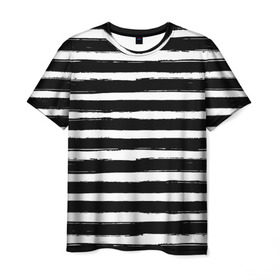 Мужская футболка 3D с принтом Тельняшка в Тюмени, 100% полиэфир | прямой крой, круглый вырез горловины, длина до линии бедер | геометрия | зебра | линии | полосы | тельняшка | узор | черно белый