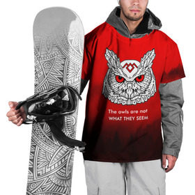Накидка на куртку 3D с принтом Twin Peaks в Тюмени, 100% полиэстер |  | Тематика изображения на принте: twin peaks твин пикс | девид линч | лес | лора палмер | сова | туман