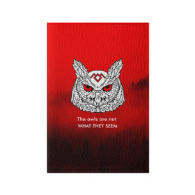 Обложка для паспорта матовая кожа с принтом Twin Peaks в Тюмени, натуральная матовая кожа | размер 19,3 х 13,7 см; прозрачные пластиковые крепления | twin peaks твин пикс | девид линч | лес | лора палмер | сова | туман