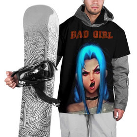 Накидка на куртку 3D с принтом Bad Girl в Тюмени, 100% полиэстер |  | 3d | girl | девушка | прикольные | рок | синие волосы | скандалистка | эмо
