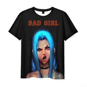 Мужская футболка 3D с принтом Bad Girl в Тюмени, 100% полиэфир | прямой крой, круглый вырез горловины, длина до линии бедер | 3d | girl | девушка | прикольные | рок | синие волосы | скандалистка | эмо