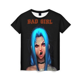 Женская футболка 3D с принтом Bad Girl в Тюмени, 100% полиэфир ( синтетическое хлопкоподобное полотно) | прямой крой, круглый вырез горловины, длина до линии бедер | 3d | girl | девушка | прикольные | рок | синие волосы | скандалистка | эмо