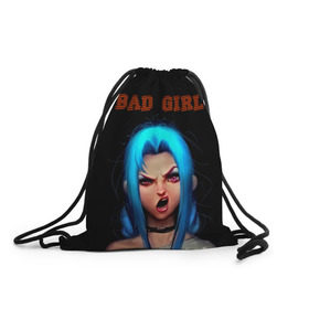 Рюкзак-мешок 3D с принтом Bad Girl в Тюмени, 100% полиэстер | плотность ткани — 200 г/м2, размер — 35 х 45 см; лямки — толстые шнурки, застежка на шнуровке, без карманов и подкладки | 3d | girl | девушка | прикольные | рок | синие волосы | скандалистка | эмо