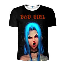 Мужская футболка 3D спортивная с принтом Bad Girl в Тюмени, 100% полиэстер с улучшенными характеристиками | приталенный силуэт, круглая горловина, широкие плечи, сужается к линии бедра | 3d | girl | девушка | прикольные | рок | синие волосы | скандалистка | эмо