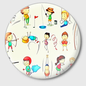 Значок с принтом Sport в Тюмени,  металл | круглая форма, металлическая застежка в виде булавки | 3d | sport | виды | детям | другие | зож | картинка | прикольные | спорт | цветные | яркие