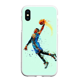 Чехол для iPhone XS Max матовый с принтом Russell Westbrook в Тюмени, Силикон | Область печати: задняя сторона чехла, без боковых панелей | basketball | nba | oklahoma city | russell westbrook | thunder | арт | баскетбол | картинка | краски | оклахома сити | прикольные | рассел уэстбрук | рисунок | спорт | тандер | цветные | яркие