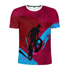 Мужская футболка 3D спортивная с принтом Bicycle в Тюмени, 100% полиэстер с улучшенными характеристиками | приталенный силуэт, круглая горловина, широкие плечи, сужается к линии бедра | 