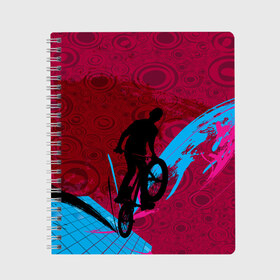Тетрадь с принтом Bicycle в Тюмени, 100% бумага | 48 листов, плотность листов — 60 г/м2, плотность картонной обложки — 250 г/м2. Листы скреплены сбоку удобной пружинной спиралью. Уголки страниц и обложки скругленные. Цвет линий — светло-серый
 | 