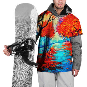 Накидка на куртку 3D с принтом Autumn в Тюмени, 100% полиэстер |  | 3d | вода | деревья | другие | желтый | живопись | картинка | краски | листья | осень | пейзаж | прикольные | природа | река | рисунок | яркие