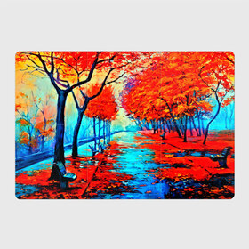 Магнитный плакат 3Х2 с принтом Autumn в Тюмени, Полимерный материал с магнитным слоем | 6 деталей размером 9*9 см | 3d | вода | деревья | другие | желтый | живопись | картинка | краски | листья | осень | пейзаж | прикольные | природа | река | рисунок | яркие