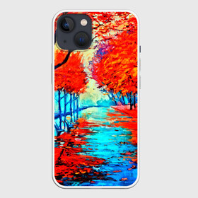 Чехол для iPhone 13 с принтом Autumn в Тюмени,  |  | 3d | вода | деревья | другие | желтый | живопись | картинка | краски | листья | осень | пейзаж | прикольные | природа | река | рисунок | яркие