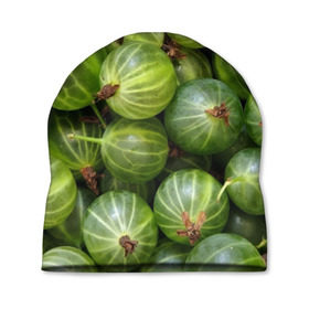 Шапка 3D с принтом Крыжовник в Тюмени, 100% полиэстер | универсальный размер, печать по всей поверхности изделия | еда | зеленый | крыжовник | растения | текстура | фрукты | ягоды