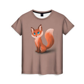 Женская футболка 3D с принтом Paint в Тюмени, 100% полиэфир ( синтетическое хлопкоподобное полотно) | прямой крой, круглый вырез горловины, длина до линии бедер | fox | red | лиса | лисенок | рыжая