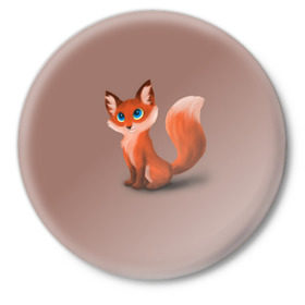 Значок с принтом Paint в Тюмени,  металл | круглая форма, металлическая застежка в виде булавки | fox | red | лиса | лисенок | рыжая