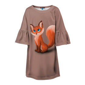 Детское платье 3D с принтом Paint в Тюмени, 100% полиэстер | прямой силуэт, чуть расширенный к низу. Круглая горловина, на рукавах — воланы | fox | red | лиса | лисенок | рыжая