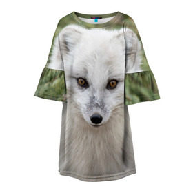 Детское платье 3D с принтом White Fox в Тюмени, 100% полиэстер | прямой силуэт, чуть расширенный к низу. Круглая горловина, на рукавах — воланы | fox | red | лиса | лисенок | рыжая