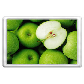 Магнит 45*70 с принтом Зеленые яблоки в Тюмени, Пластик | Размер: 78*52 мм; Размер печати: 70*45 | еда | зеленый | фрукты | яблоко