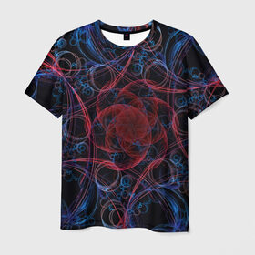 Мужская футболка 3D с принтом Оптические линии в Тюмени, 100% полиэфир | прямой крой, круглый вырез горловины, длина до линии бедер | 3d | абстракция | другие | краска | линии | оптические | полосы | прикольные | разводы | узоры | фрактал | цветные | яркие