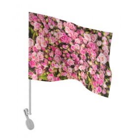 Флаг для автомобиля с принтом Розовый рай в Тюмени, 100% полиэстер | Размер: 30*21 см | Тематика изображения на принте: бутон | лепестки | роза | розовый | розочка | цветок | цветы