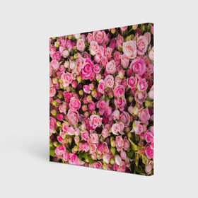 Холст квадратный с принтом Розовый рай в Тюмени, 100% ПВХ |  | бутон | лепестки | роза | розовый | розочка | цветок | цветы