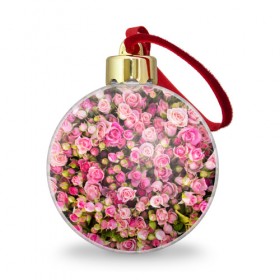 Ёлочный шар с принтом Розовый рай в Тюмени, Пластик | Диаметр: 77 мм | бутон | лепестки | роза | розовый | розочка | цветок | цветы