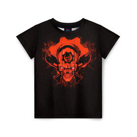 Детская футболка 3D с принтом Gears of War в Тюмени, 100% гипоаллергенный полиэфир | прямой крой, круглый вырез горловины, длина до линии бедер, чуть спущенное плечо, ткань немного тянется | Тематика изображения на принте: gears | skull | war | маркус | феникс | череп