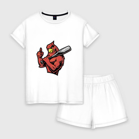 Женская пижама с шортиками хлопок с принтом Орел в Тюмени, 100% хлопок | футболка прямого кроя, шорты свободные с широкой мягкой резинкой | бейсбол | бита | орел | птица