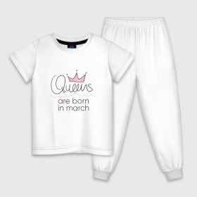 Детская пижама хлопок с принтом Королевы рождаются в марте в Тюмени, 100% хлопок |  брюки и футболка прямого кроя, без карманов, на брюках мягкая резинка на поясе и по низу штанин
 | queen march