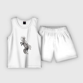 Детская пижама с шортами хлопок с принтом Лиса Космонавт в Тюмени,  |  | акварель | живопись | космос | лиса | лисица | мазки | мыльные пузыри | пастель | полет | принт | пузыри | рисунок | скафандр | черно белая | эскиз