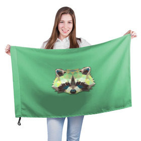 Флаг 3D с принтом Енот в Тюмени, 100% полиэстер | плотность ткани — 95 г/м2, размер — 67 х 109 см. Принт наносится с одной стороны | животные | жищники | новинки | подарок | популярное | яркие
