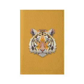 Обложка для паспорта матовая кожа с принтом Тигр в Тюмени, натуральная матовая кожа | размер 19,3 х 13,7 см; прозрачные пластиковые крепления | животные | жищники | новинки | подарок | популярное | яркие