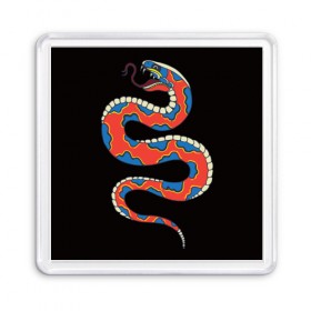 Магнит 55*55 с принтом Змея в Тюмени, Пластик | Размер: 65*65 мм; Размер печати: 55*55 мм | змея | кобра | самурай | тату | япония