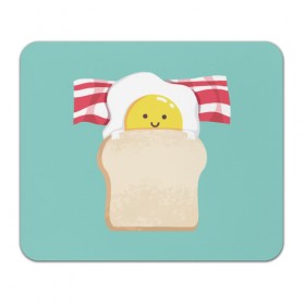 Коврик прямоугольный с принтом Завтрак в Тюмени, натуральный каучук | размер 230 х 185 мм; запечатка лицевой стороны | Тематика изображения на принте: бекон | еда | завтрак | обед | улыбка | хлеб | яичница | яйцо