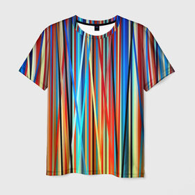 Мужская футболка 3D с принтом Colored stripes в Тюмени, 100% полиэфир | прямой крой, круглый вырез горловины, длина до линии бедер | 3d | colored stripes | абстракция | другие | картинка | краски | линии | отблеск | полосы | прикольные | радуга | свет | цветные | яркие