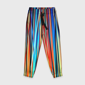 Детские брюки 3D с принтом Colored stripes в Тюмени, 100% полиэстер | манжеты по низу, эластичный пояс регулируется шнурком, по бокам два кармана без застежек, внутренняя часть кармана из мелкой сетки | 3d | colored stripes | абстракция | другие | картинка | краски | линии | отблеск | полосы | прикольные | радуга | свет | цветные | яркие