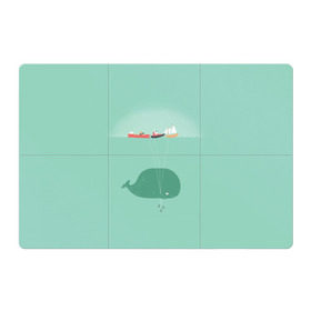Магнитный плакат 3Х2 с принтом Кит с корабликами в Тюмени, Полимерный материал с магнитным слоем | 6 деталей размером 9*9 см | кит | корабли | лодки | море | океан | шарики | якорь | якоря