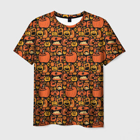 Мужская футболка 3D с принтом Тыквы Хэллоуин в Тюмени, 100% полиэфир | прямой крой, круглый вырез горловины, длина до линии бедер | крик | монстры | овощи | праздник | тыква | хэллоуин