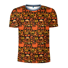 Мужская футболка 3D спортивная с принтом Тыквы Хэллоуин в Тюмени, 100% полиэстер с улучшенными характеристиками | приталенный силуэт, круглая горловина, широкие плечи, сужается к линии бедра | крик | монстры | овощи | праздник | тыква | хэллоуин