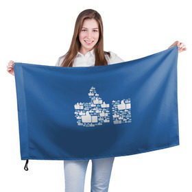 Флаг 3D с принтом Лайк в Тюмени, 100% полиэстер | плотность ткани — 95 г/м2, размер — 67 х 109 см. Принт наносится с одной стороны | белый | вверх | лайк | лучшее | мне нравится | новинки | палец | популярное | рука | синий | цвет