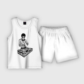 Детская пижама с шортами хлопок с принтом Брюс Ли Dj в Тюмени,  |  | Тематика изображения на принте: брюс ли dj