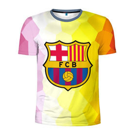 Мужская футболка 3D спортивная с принтом FCB в Тюмени, 100% полиэстер с улучшенными характеристиками | приталенный силуэт, круглая горловина, широкие плечи, сужается к линии бедра | fc barcelona | fcb | барса | барселона | болельщики | фанаты | футбол | футбольный клуб