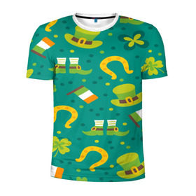Мужская футболка 3D спортивная с принтом День святого Патрика в Тюмени, 100% полиэстер с улучшенными характеристиками | приталенный силуэт, круглая горловина, широкие плечи, сужается к линии бедра | зеленая | ирландия