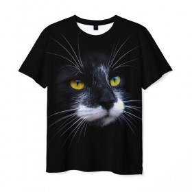 Мужская футболка 3D с принтом Кот в Тюмени, 100% полиэфир | прямой крой, круглый вырез горловины, длина до линии бедер | животные | кот | котик | милый котик | прикольные картинки