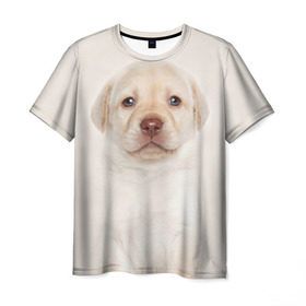 Мужская футболка 3D с принтом Лабрадор в Тюмени, 100% полиэфир | прямой крой, круглый вырез горловины, длина до линии бедер | dog | labrador | puppy | порода | собака | собачка | щенок