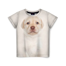 Детская футболка 3D с принтом Лабрадор в Тюмени, 100% гипоаллергенный полиэфир | прямой крой, круглый вырез горловины, длина до линии бедер, чуть спущенное плечо, ткань немного тянется | dog | labrador | puppy | порода | собака | собачка | щенок