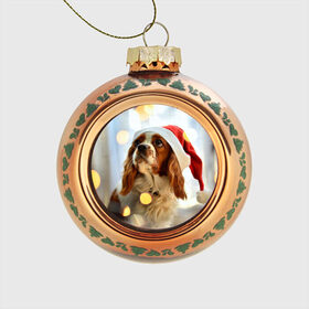 Стеклянный ёлочный шар с принтом Рождество в Тюмени, Стекло | Диаметр: 80 мм | dog | кавалер кинг чарльз спаниель | новый год | пес | рождество | собака